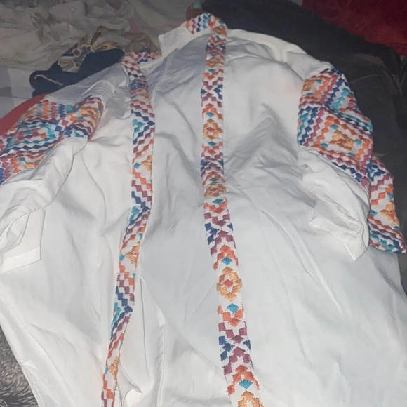 Sloan Rouge  luxury Aztec embroidered open kimono cover up Sz S - Picture 9 of 14